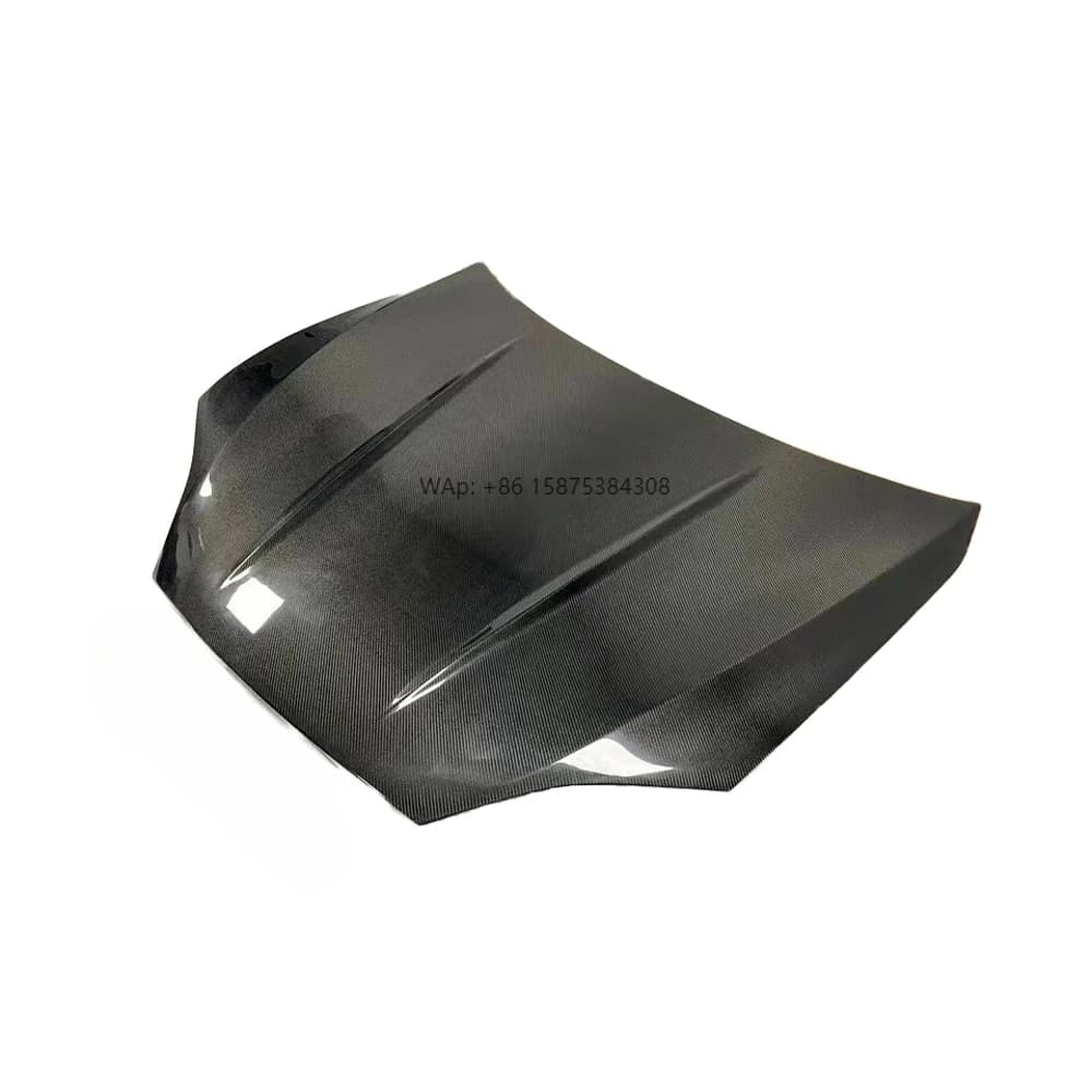 For Model S 2014-2022 KR Style Carbon Fiber Hood, Gloss Finish, Direct Replacement, Aggressive Styling Upgrade