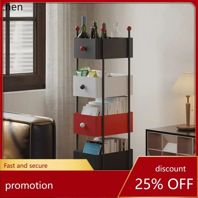 ZML Floor-standing Bookshelf Multi-layer Living Room Home Iron Art Storage Rack Corner Storage Cabinet