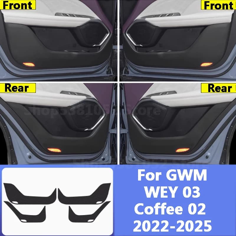 For GWM WEY 03 Coffee 02 2022-2025 Car Door Anti-kick Pad Accessories Door Anti-dirty Mat Protection Cushion Cover
