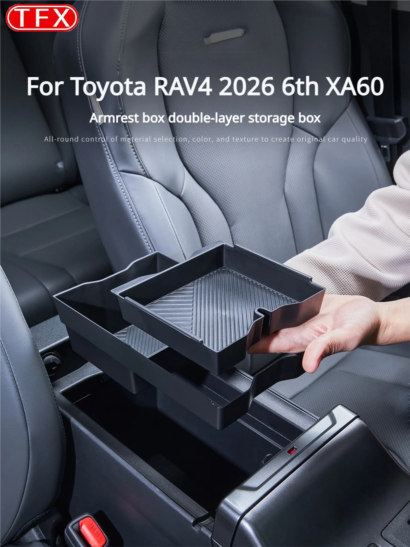 For Toyota RAV4 2026 6th XA60 Car Styling Center Console Armrest Double Layer Organizer Tray Box Anti-Slip Durable+ Accessories