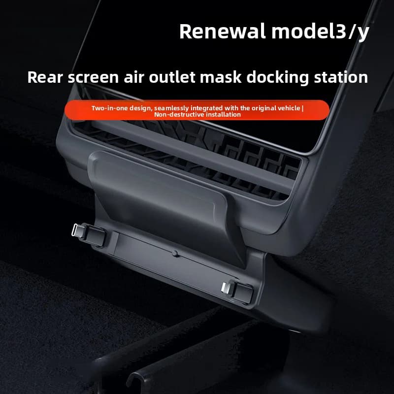 For Tesla Model 3/Y Rear Air Vent Intelligent Docking Station 27W Quick Charger Apple Type-C Charger Fast Charging Telescopic
