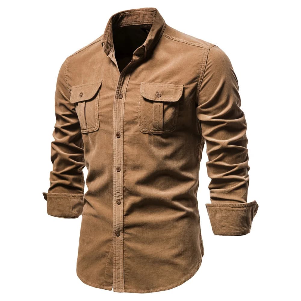Fashion Solid Men Shirts Quality New Single Breasted 100% Cotton Men's Shirt Autumn Business Casual Men Multiple pockets T Shirt