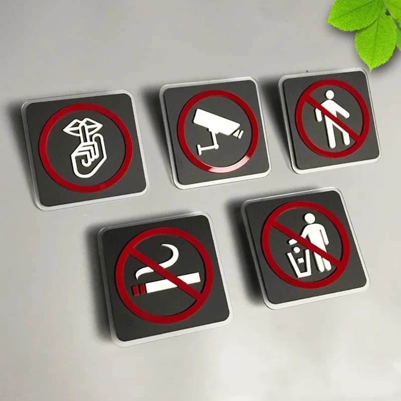Acrylic Warning Sign Keep Quiet Warm Reminder Sign Inside No Entry Sign Door Plate No Smoking Signage Do Not Litter Wall Sticker