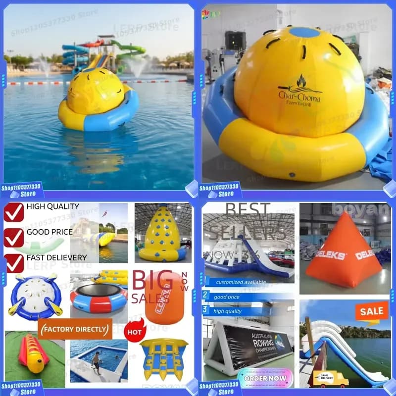 Inflatable Water Rotating Disco Boat Inflatable Spinning UFO Towable Tube for Water Entertainment