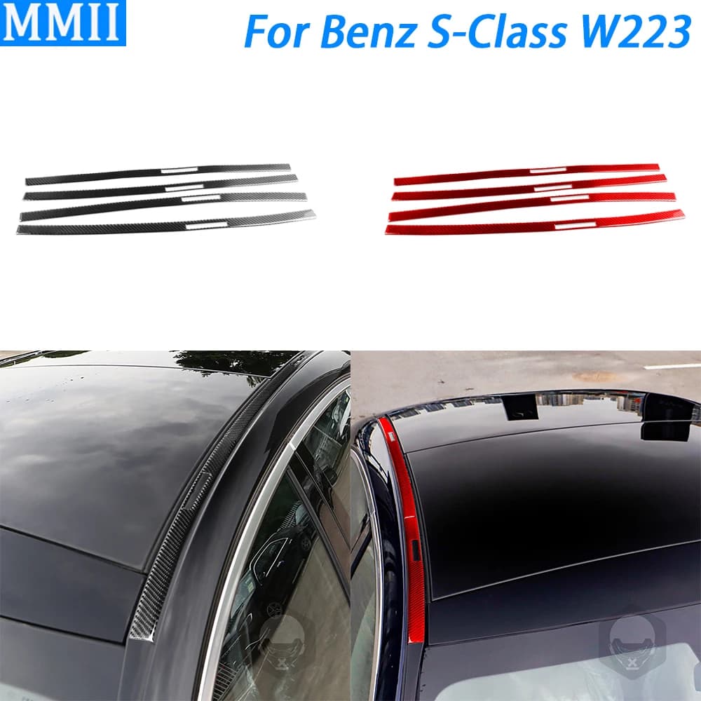 For Benz S-Class W223 2021 2022 2023 2024 Real Carbon Fiber Roof Both Side Decorative Strips Car Decoration Accessories Sticker