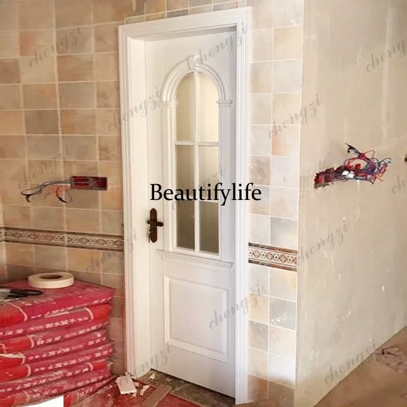Wooden door Smoked log Bedroom door American custom modeling Solid wood multi-layer paint flat door