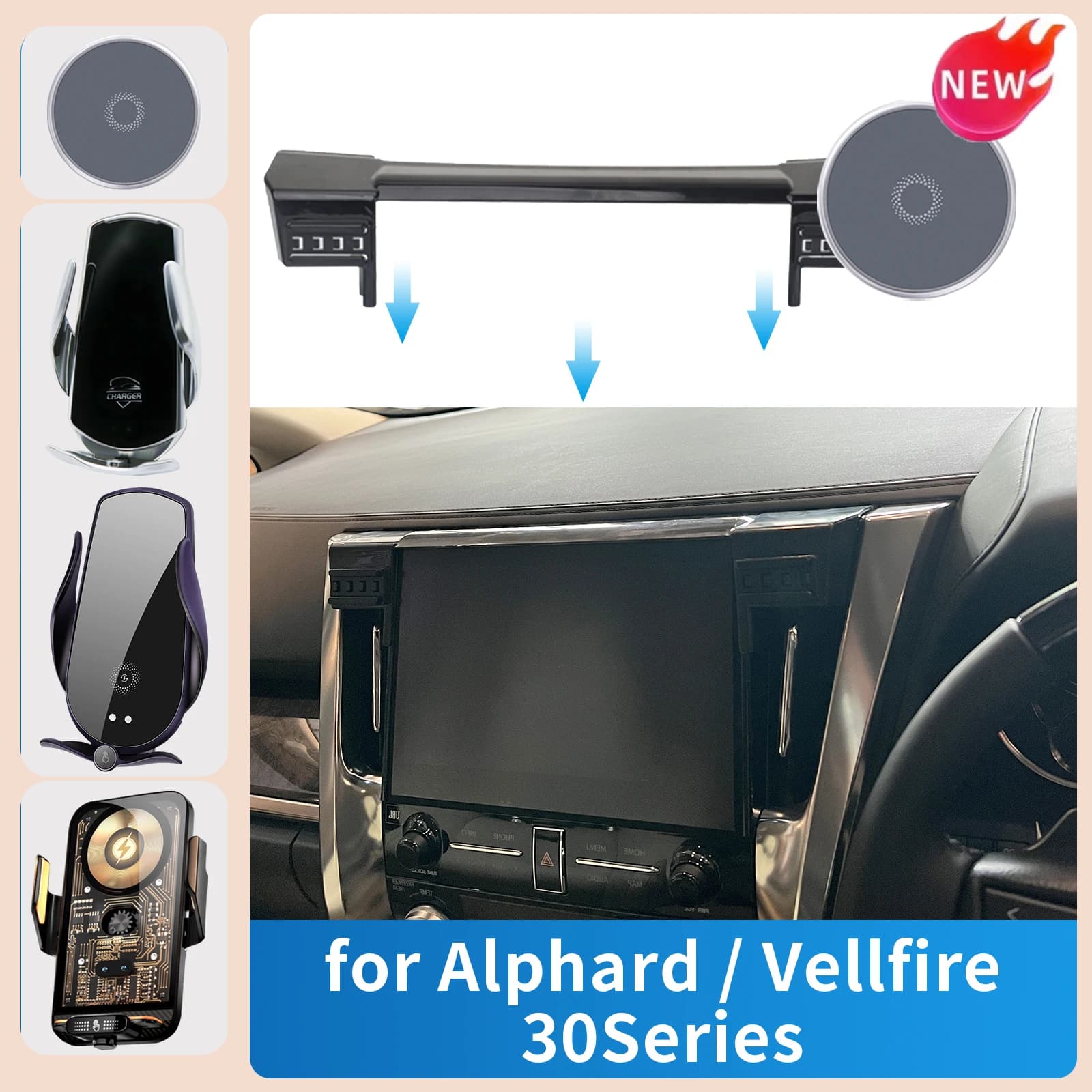 for Toyota ALPHARD Vellfire 30 Series AH30 Car Phone Holder vent Wireless Charging Car charger cradle For Magsafe Accessories