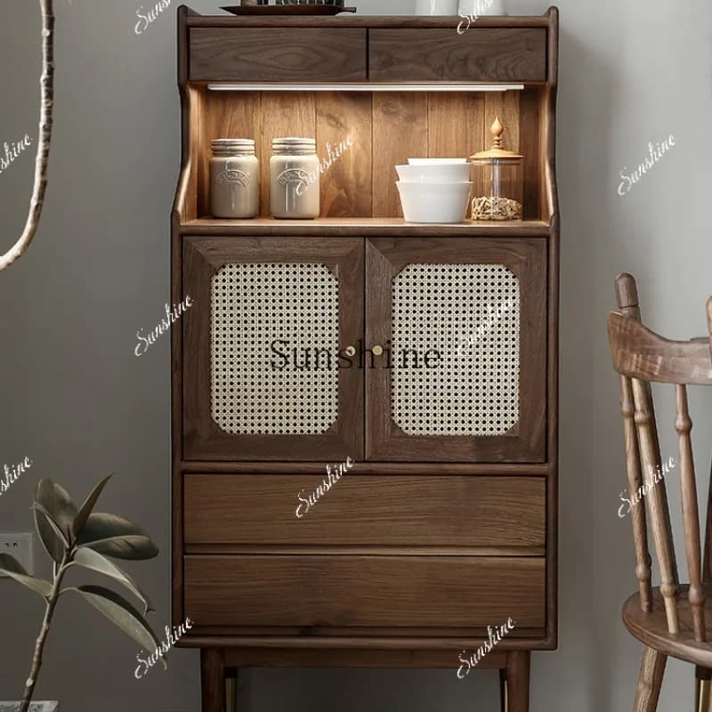 Nordic black walnut dining side living room storage chest small apartment against the wall dining room storage  FT