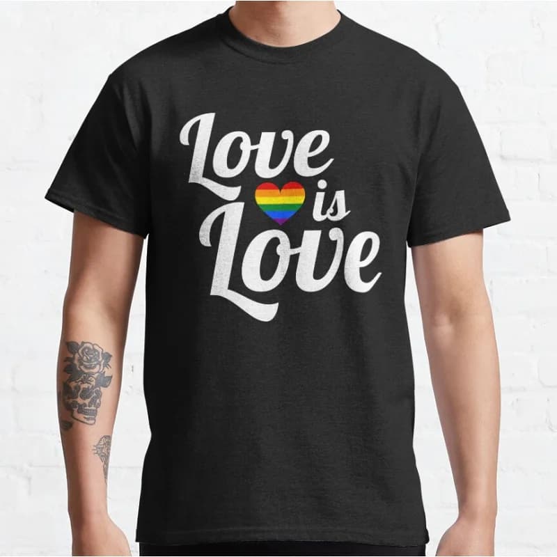 Love is Love lgbtq pride month gift clothing Short-sleeve crewneck T-shirt for men large size Adult Tops S-6xl