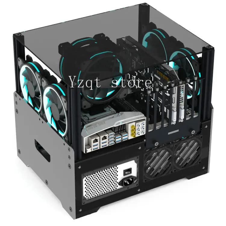 Double-layer DIY lower power supply, personalized translucent open acrylic computer water cooling, multi-hard disk NAS chassis