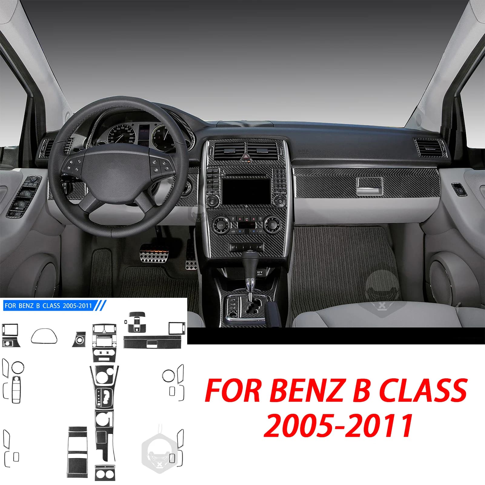 Carbon Fiber Gear Shift Dashboard Window Lift Air Outlet For Mercedes Benz B-Class W245 2005-2011 Interior Accessories Stickers