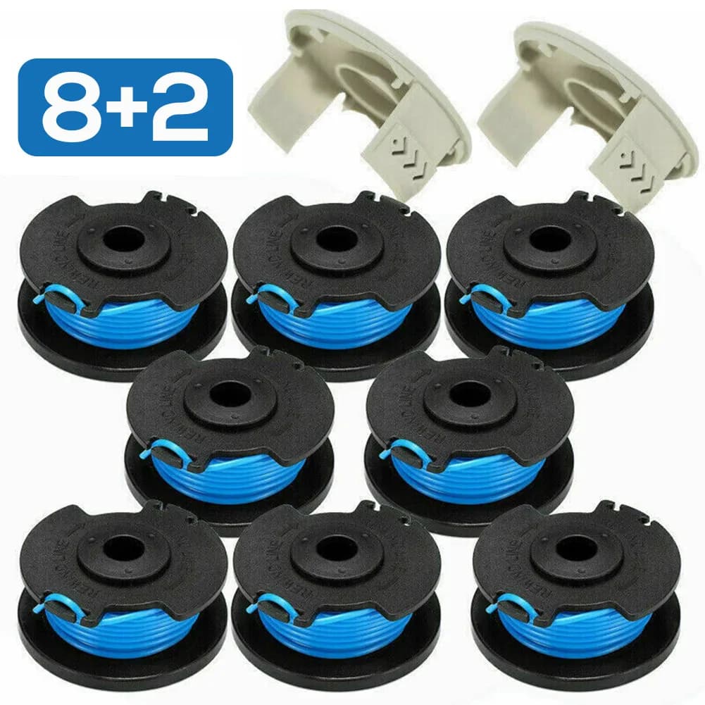 8pcs Trimmer Line Spools and 2pcs Spool Covers for Models RLT4027 RLT6030 RLT6130 RLT3525 RLT183225 AC14RL3A Grass Trimmer Units
