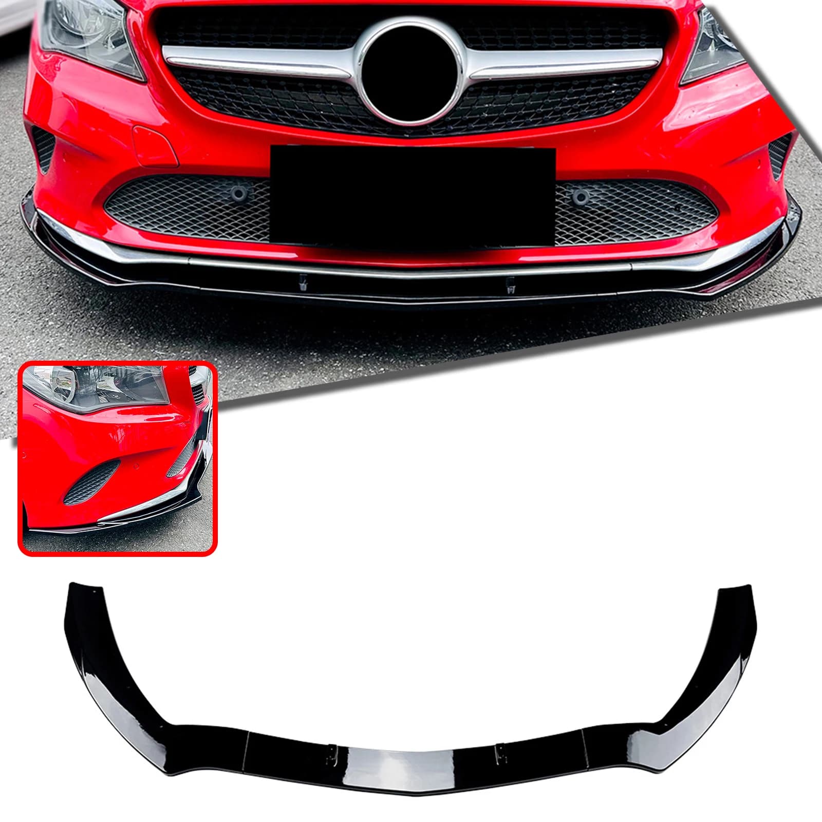 For Mercedes Benz CLA Class C117 CLA180 CLA200 CLA220 CLA250 2016-2019 Standard Version Front Bumper Spoiler Lip Splitter Blade