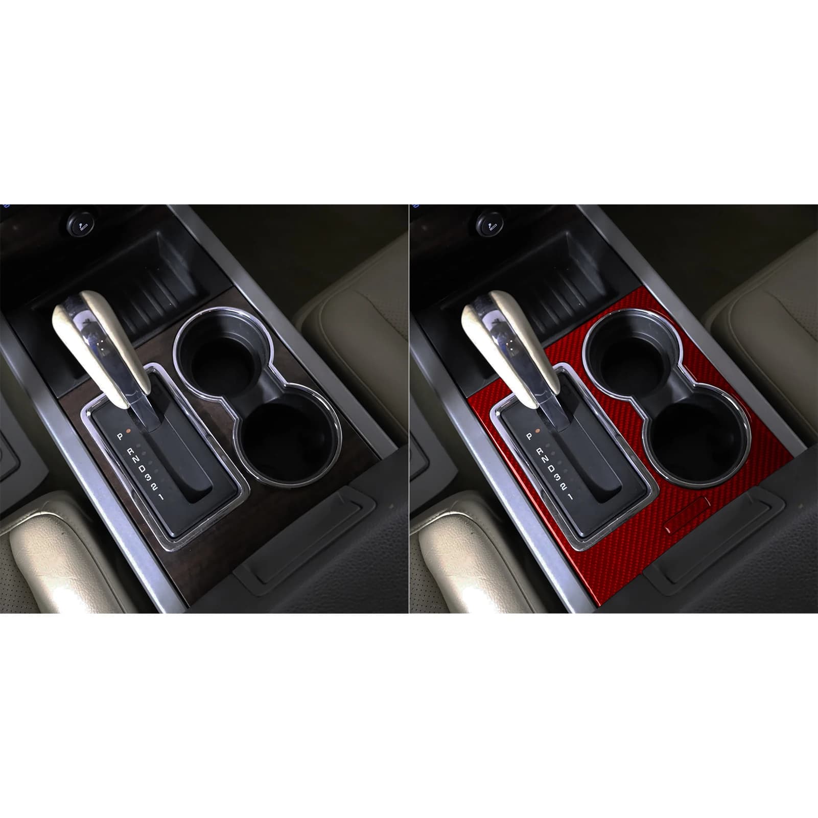 For Ford Expedition 2007–2014 Car Center Console Cup Holder Panel Trim Real Soft Carbon Fiber Interior Car Accessories Stickers