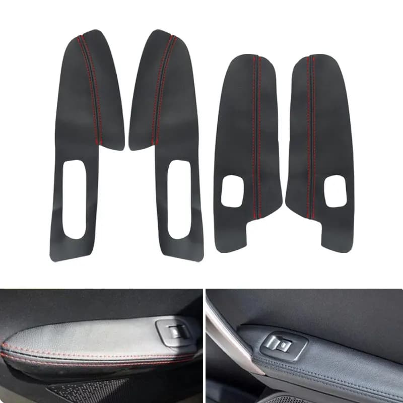 Car-styling Microfiber Leather Interior Door Armrest Panel Cover Trim 4pcs with Mount Fittings For Peugeot 2008