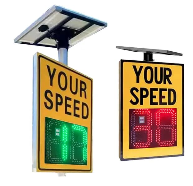 Outdoor Solar-Powered Radar Speed Control System Highways IP68 Rating LED Lights Reflective Prismatic Grade Pole Mount PC