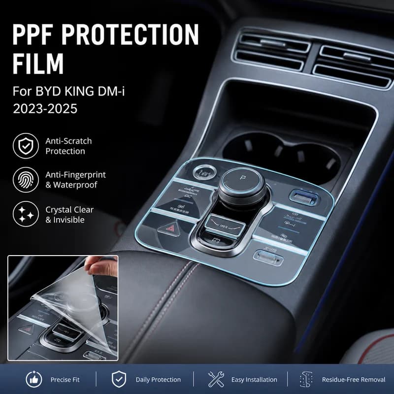 PPF Protection Film for BYD KING DM-i 2023-2025 Transparent TPU Gear Panel GPS Center Console Sticker Interior Accessories