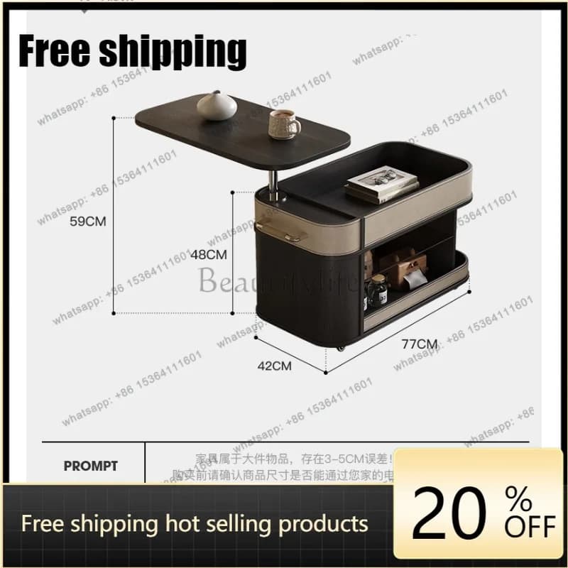 Italian minimalist mobile coffee table storage small apartment multi-functional living room sofa side cabinet Factory Direct