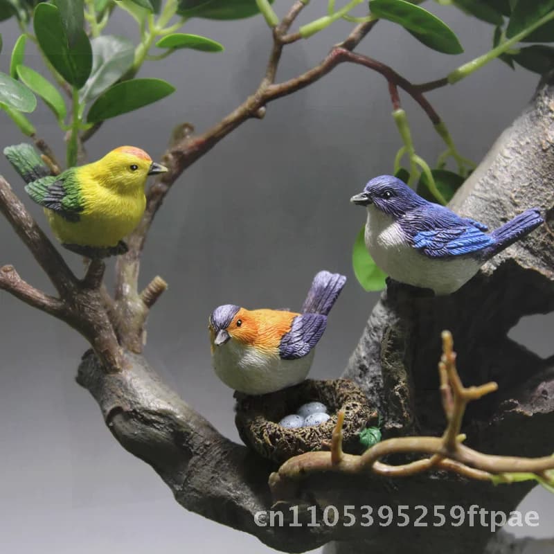Cute Simulation Bird Nest Resin Crafts Miniature Landscape Garden Bonsai Decoration Accessories Bird Egg Ornament for Home