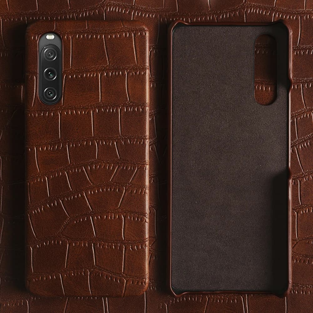 Premium Crocodile Leather Case For Sony Xperia 10 V 1 IV 5 III Pro I Phone Case Hard Back Cover Shockproof Coque Funda Shell Bag
