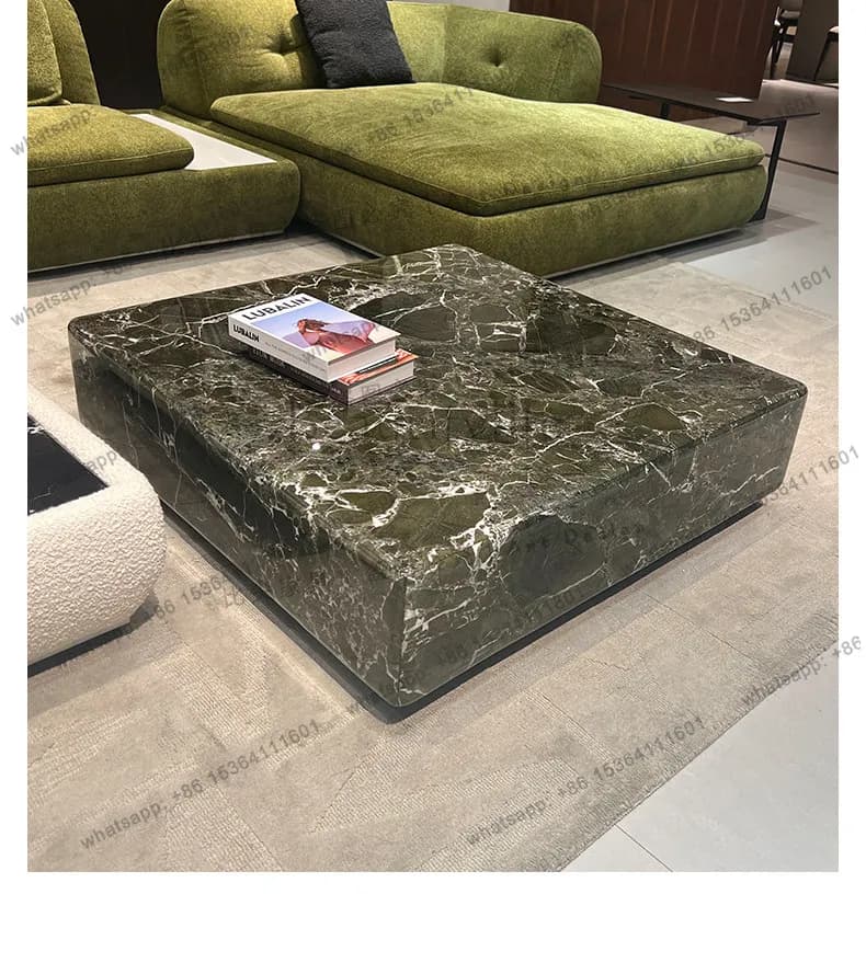 Italian minimalist natural coffee table Na autumn green marble black rose luxury stone moon coffee table
