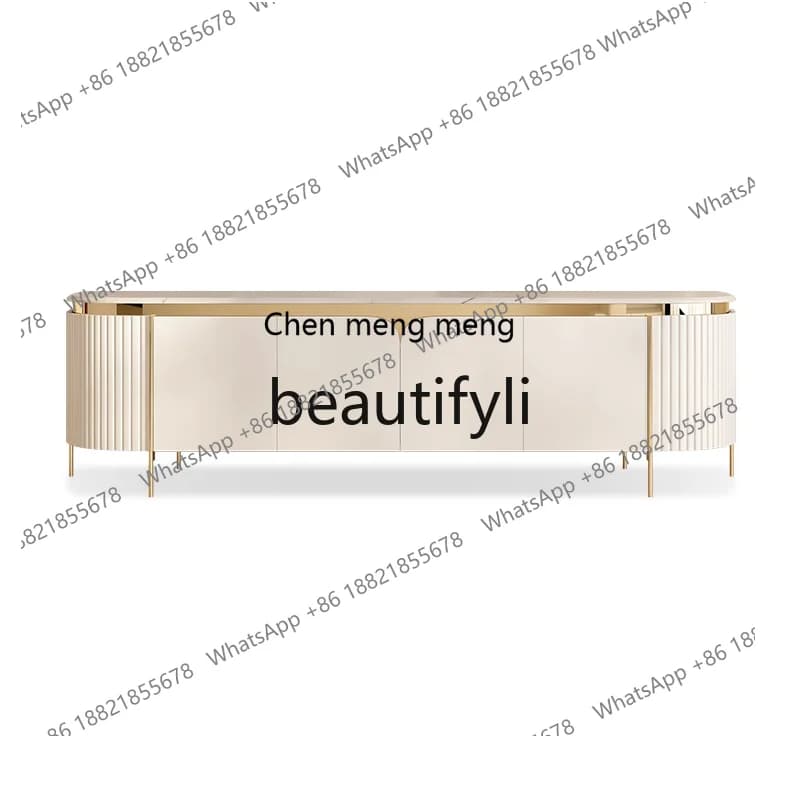 Light luxury marble TV cabinet coffee table combination simple modern living room bedroom new TV floor cabinet solid wood