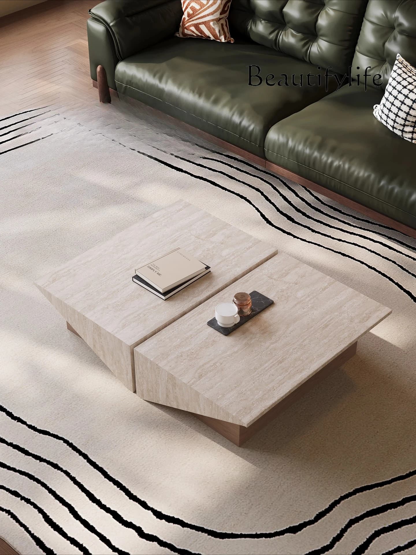 Coffee table living room household new medieval travertine coffee table light luxury creative design living room coffee table