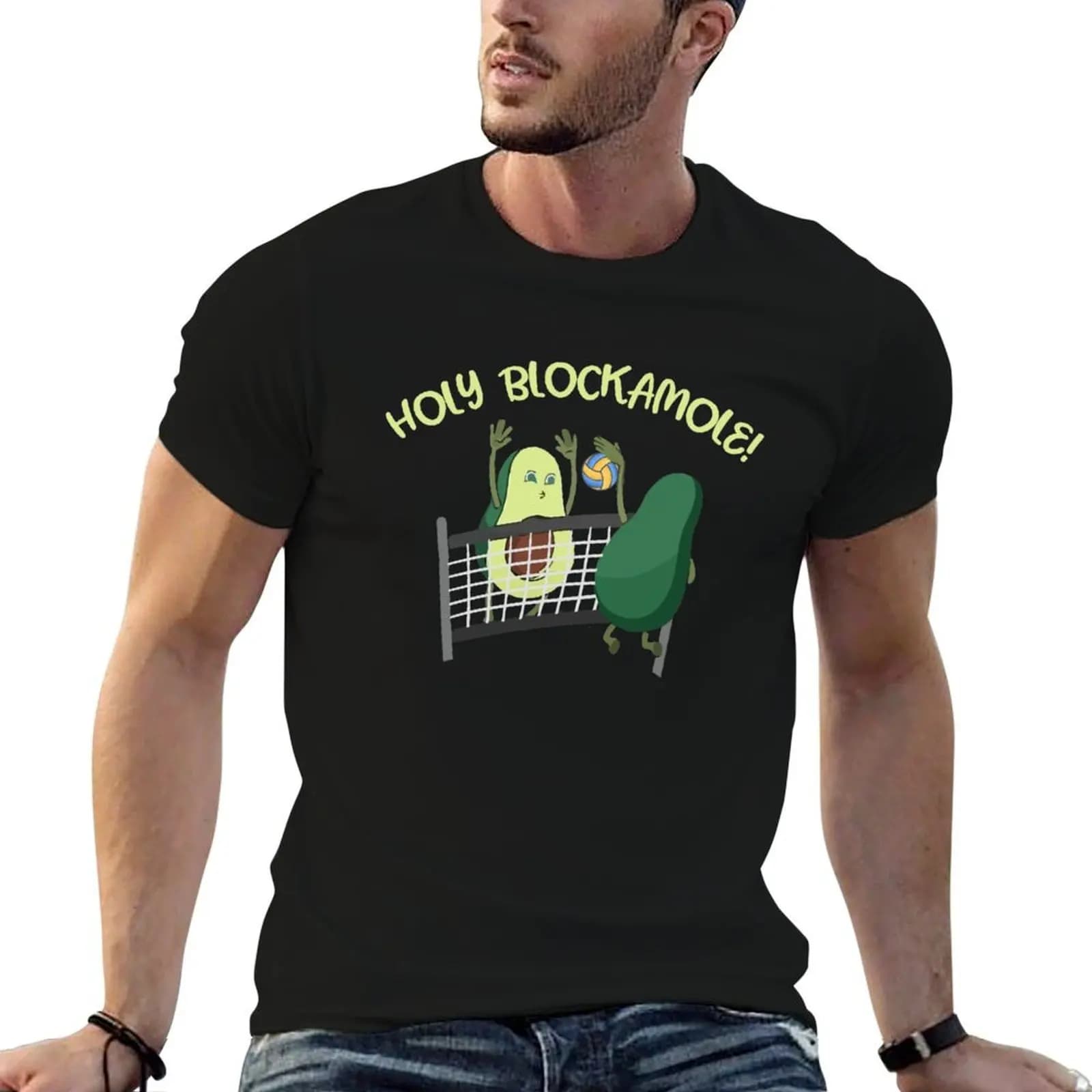 Holy Blockamole Guacamole Volleyball Blocker Player T-Shirt anime t shirts plain shirts men