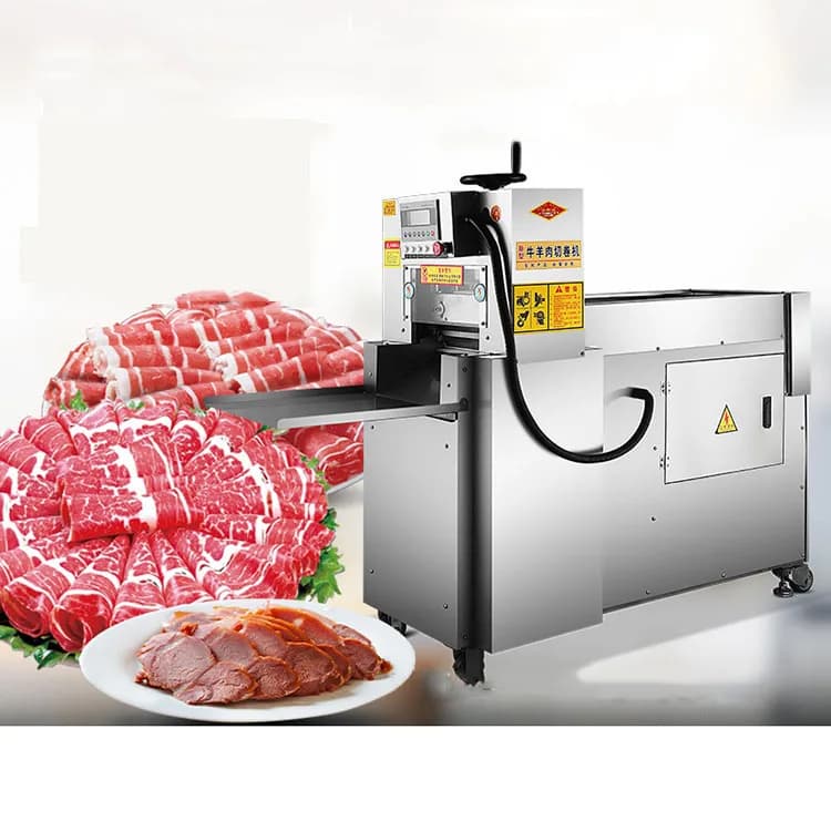 Qy-02 250-300Kg/H 0.3-5Mm Frozen Mutton Beef Roll Cutting Slicer Machine Bacon Slicing Machine