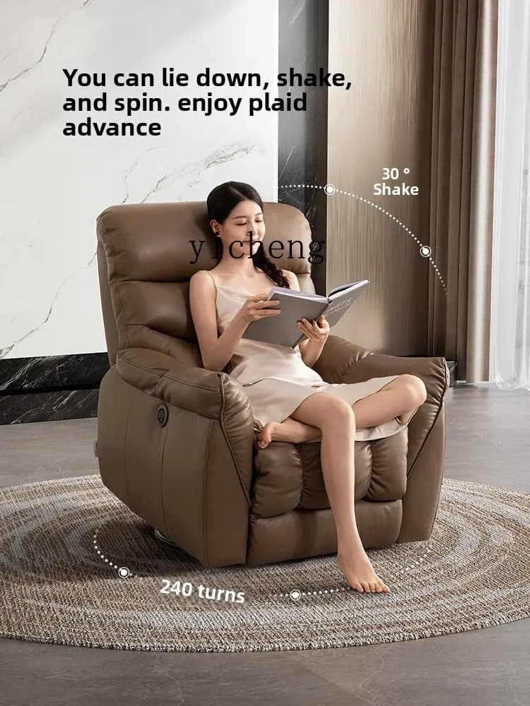 Single Sofa Electric Function Full Leather Recliner Living Room