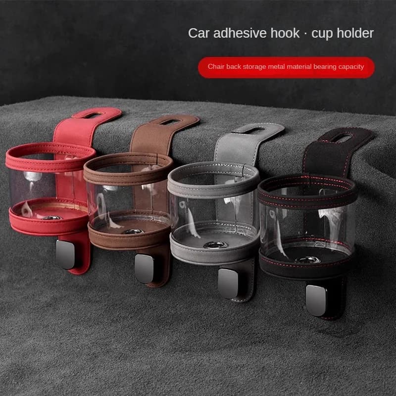 Car Seat Headrest Hook Hanger With Cup Holder Universal Hooks for Bags Suede Phone Charge Pocket Auto Fastener Hangers Storage