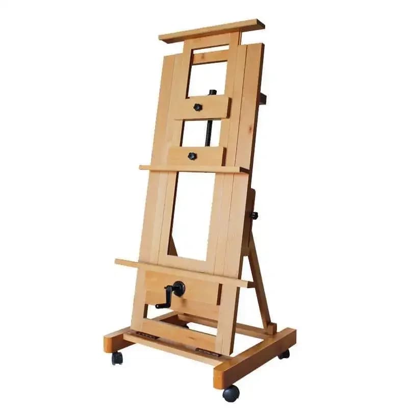 Beech easel art student flat stand dual-purpose floor bracket type master solid wood telescopic hand crank