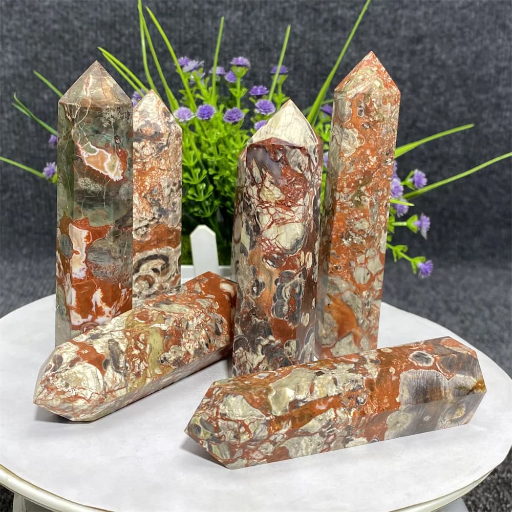 Money Agate Wand Natural Crystal Quartz Hexagonal Tower Obelisk Energy Home Office Decoration Meditation Spiritual  Stone