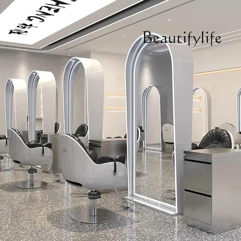 J HH Hair Salon Mirror, Barber Shop Mirror, Hair Salon Special, Fashionable Hair Cutting With Lights, Floor Mirror