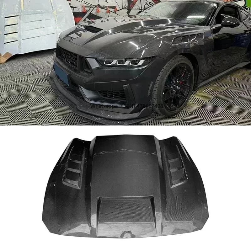 TF Style Carbon Fiber Hood for Mustang Upgrade Modification Front Engine Bonnet Cover Auto Parts Performance Kit