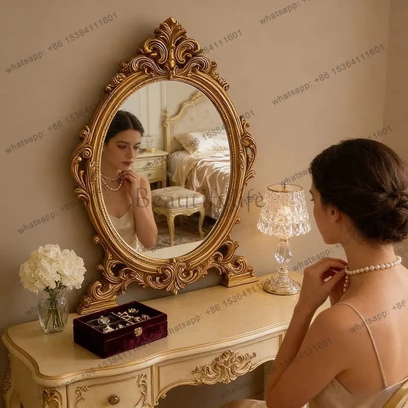 French retro vanity vanity mirror toilet wall hanging bathroom mirror
