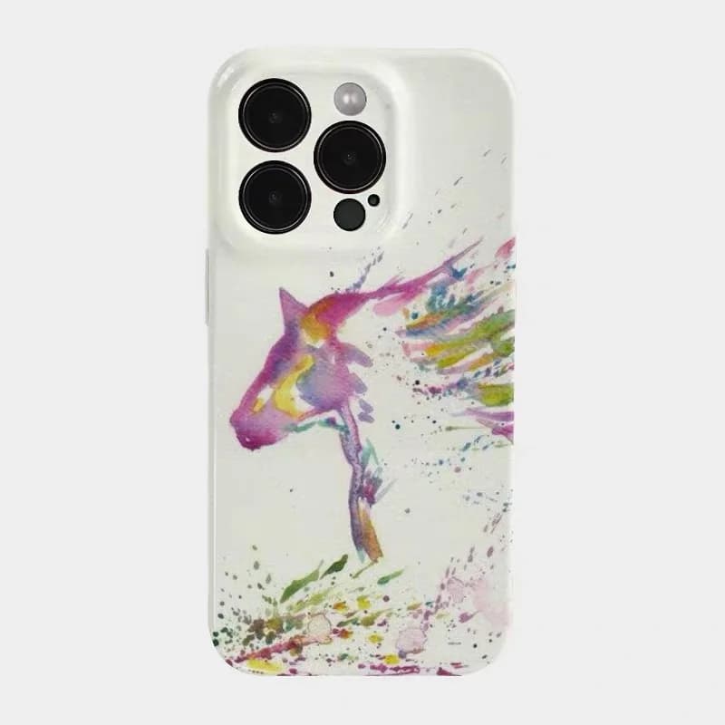 Watercolor Pink Horse Phone Case for IPHONE 17 Air 16E 15 PROMAX 14 Plus 13 12 MINI 11 PRO 16Plus XR XS MAX Acrylic Phone Cover