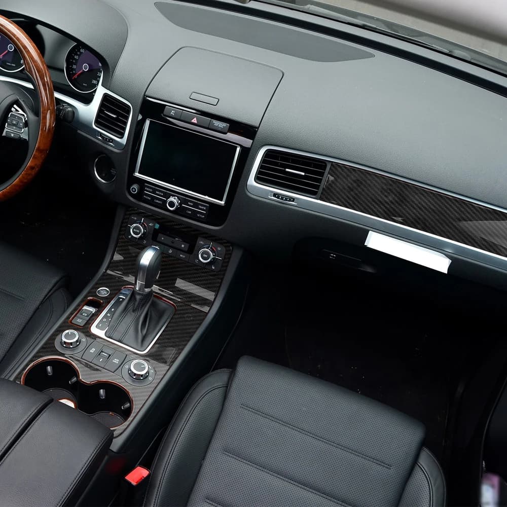 Carbon Fiber Interior car Sticker For Volkswagen Touareg 2011-2017 Central Console Gear Shift Panel Door Handle Cover Trim