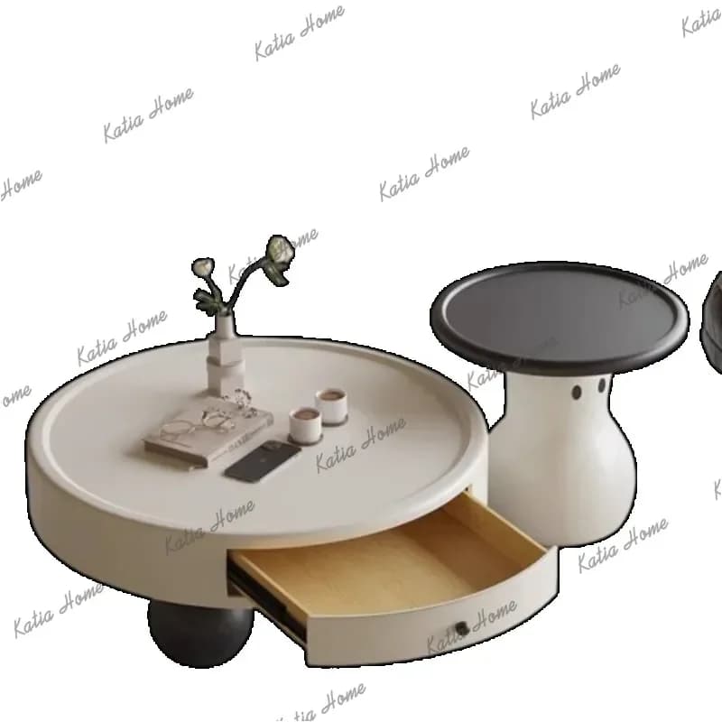Factory Direct Drawer White Round Coffee Tables Storage Nordic Luxury Modern Coffee Tables Living Room Low Stoliki Kawowe Nowocz