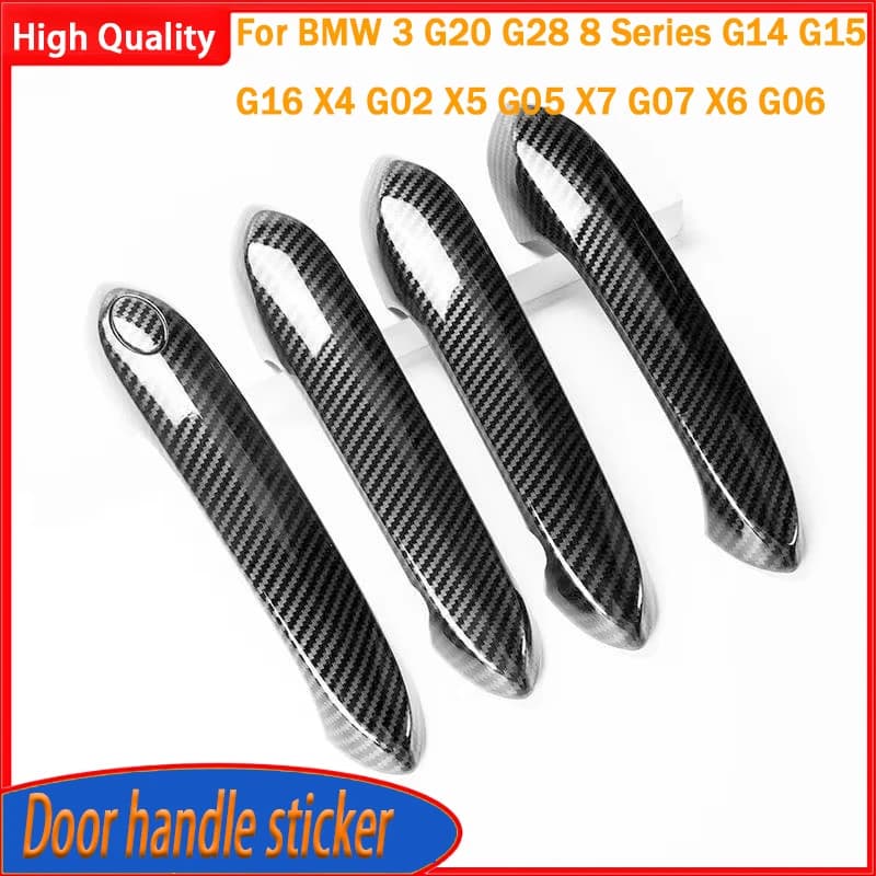 Black Carbon Car Door Handle Cover Trim Auto Accessories For BMW 3 G20 G28 8 Series G14 G15 G16 X4 G02 X5 G05 X7 G07 X6 G06