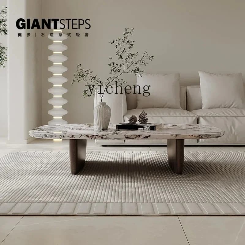 Extreme Coffee Table Simple Modern Light Luxury Model Room Living Room Art Stone Natural Marble-X31