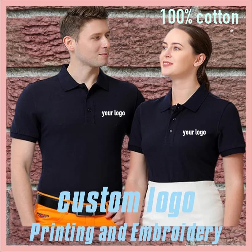 High end 100% cotton breathable T-shirt shirt POLO shirt can print embroidered logo for summer men's and women's clothing
