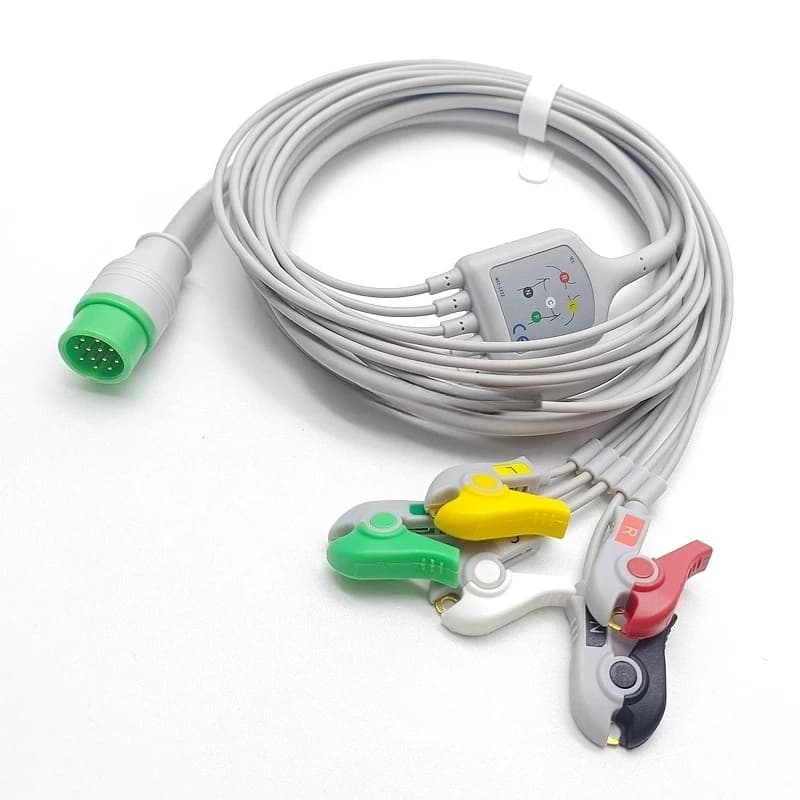 5-Lead ECG Cable Compatible with Biolights 12pin Monitoring Medicals Consumables IEC Grabber