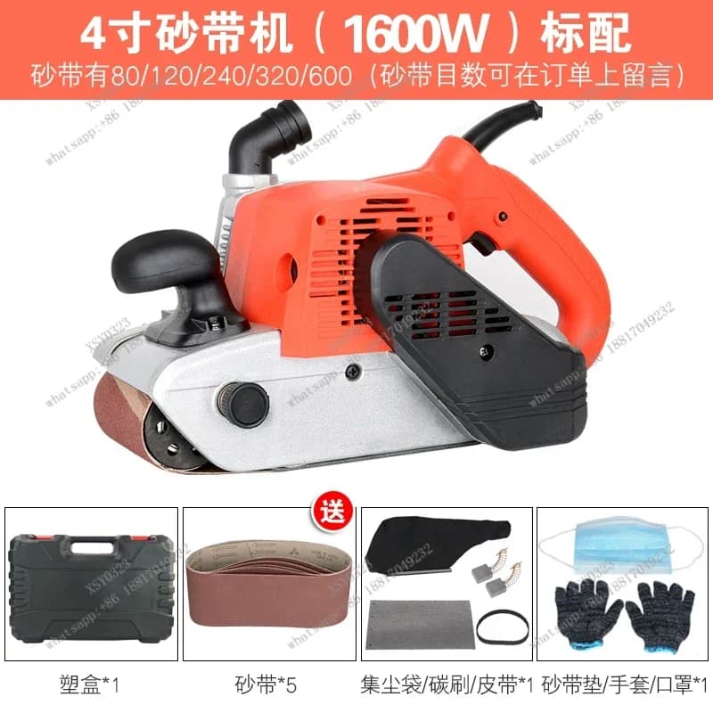 Portable 4-inch belt sander, high-power belt sander, household sandpaper machine for woodworking