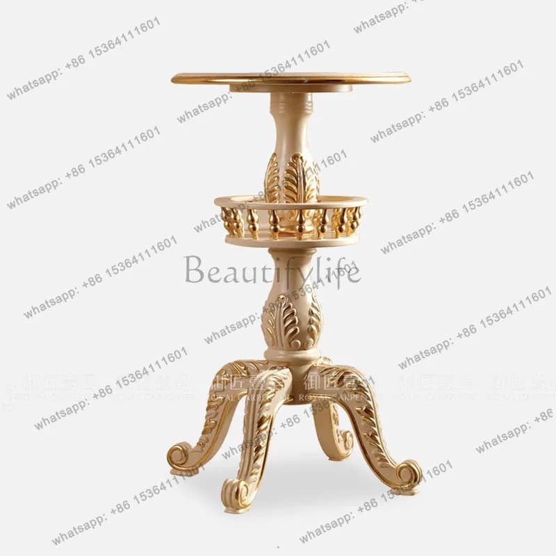 Neoclassical European birch wood carving lace few living room flower stand decoration frame luxury villa furniture