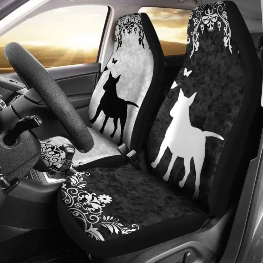 Miniature Bull Terrier Car Seat Covers,Pack of 2 Universal Front Seat Protective Cover