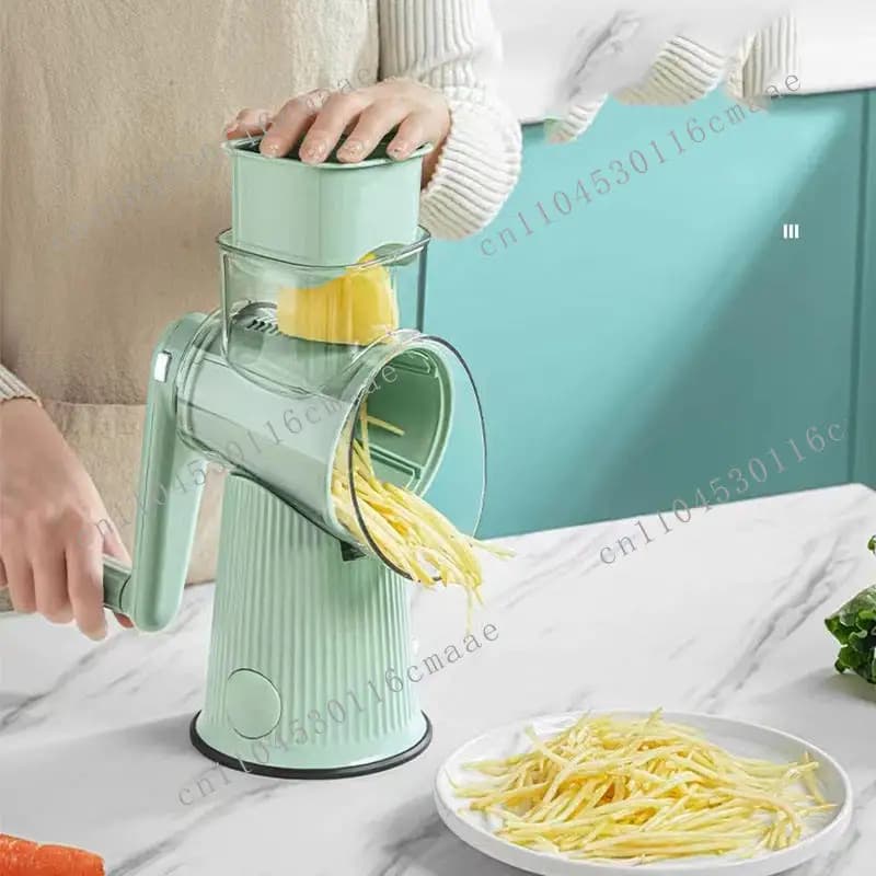 Kitchen utensils polypropylene plastic hand roller 5 in 1 rotary cheese grater vegetable slicer cutting machine