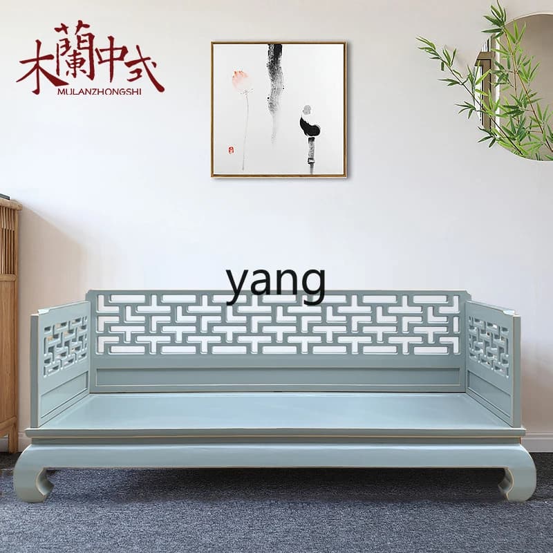 LMM new Chinese solid wood Arhat bed color paint antique swastika grohan couch living room sofa bed
