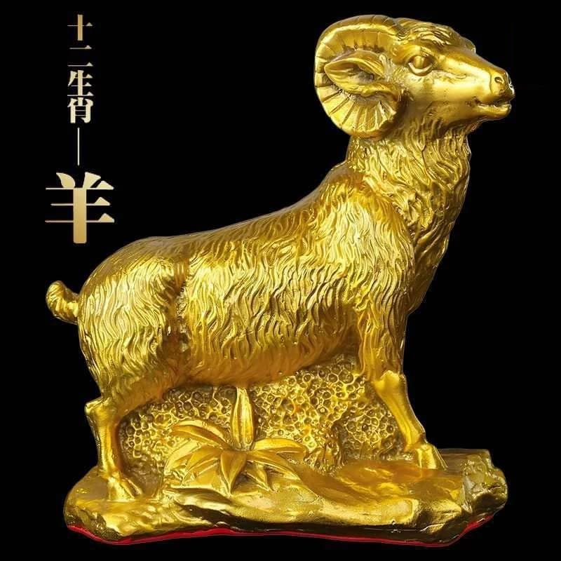 Jinbao Brass Ornament, Zodiac Sheep Figurine for Home, Entryway, Living Room, Office, Three Rams Bring Prosperity Craft