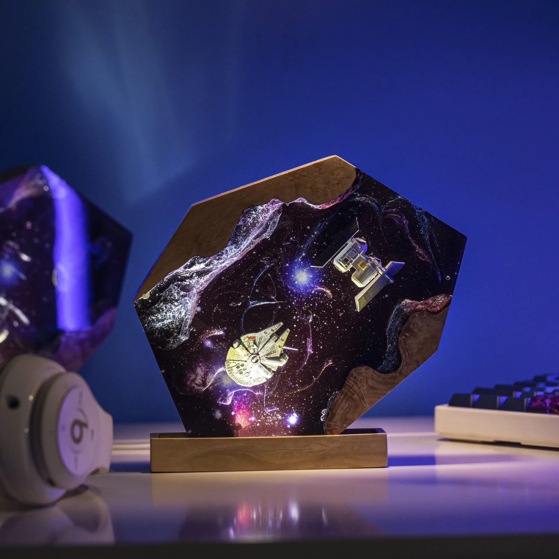New Star Spaceship Galaxy Space Epoxy Resin Nightlight Home Atmosphere Decoration Special Holiday Gift
